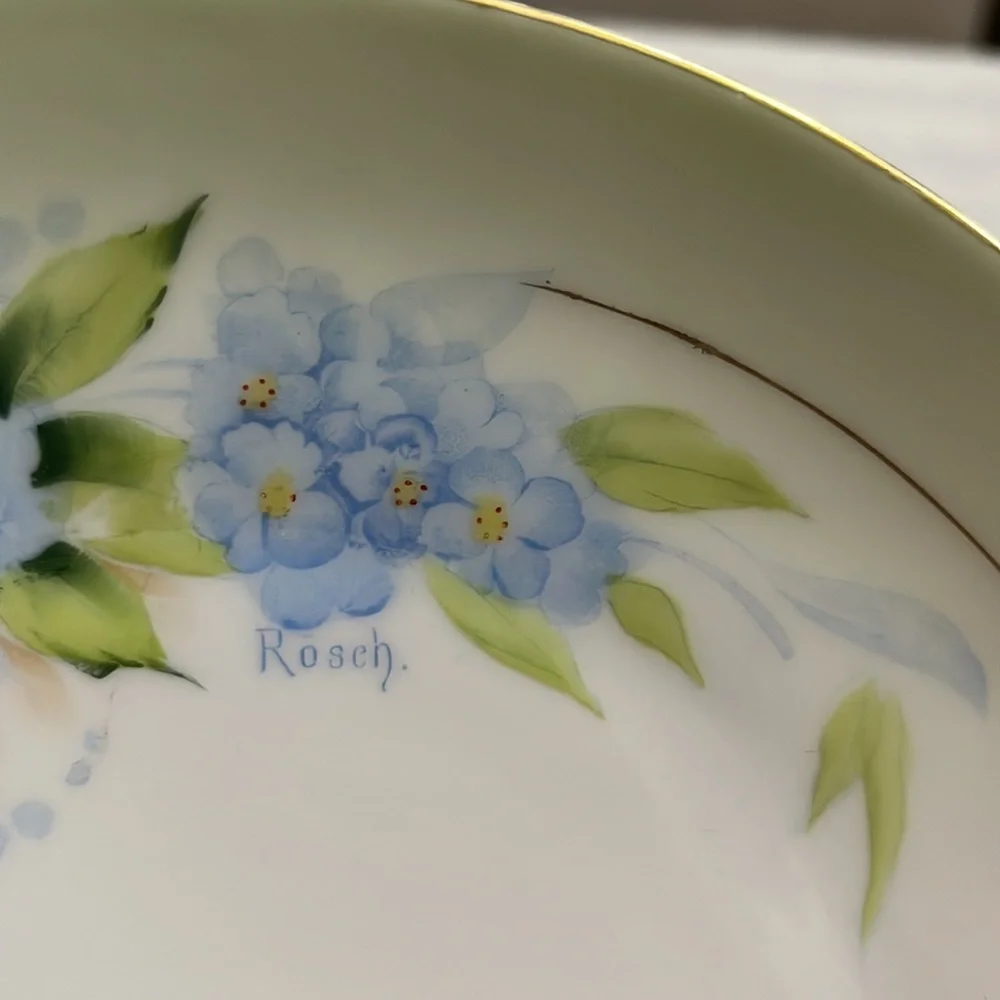 Antique Bavaria (Germany)porcelain plate hand painted & signed blue floral China